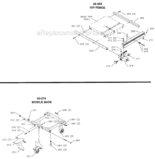 Page C Diagram and Parts List for 28-270 Type 1 Delta Band Saw