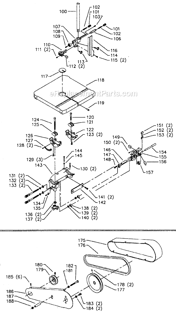 Page B Diagram and Parts List for 28-275 Type 1 Delta Band Saw
