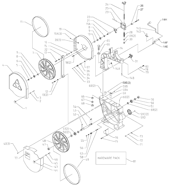 Page A Diagram and Parts List for 28-276  Delta Band Saw