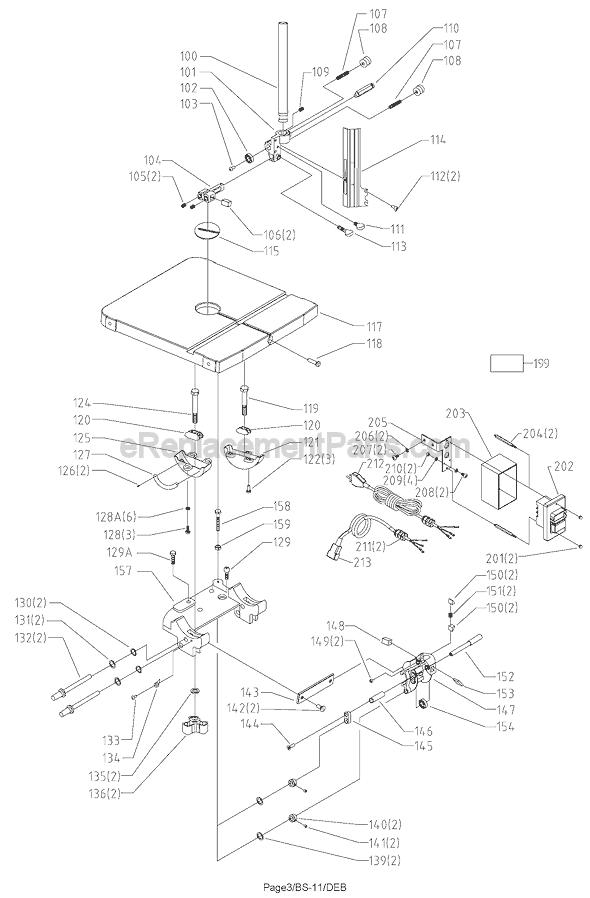 Page B Diagram and Parts List for 28-276  Delta Band Saw