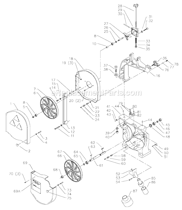 Page A Diagram and Parts List for 28-278 Type 1 Delta Band Saw