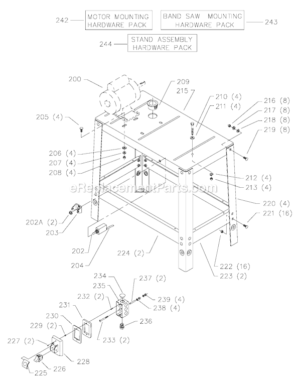 Page C Diagram and Parts List for 28-278 Type 1 Delta Band Saw