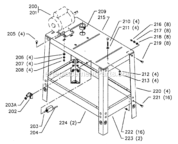 Page W Diagram and Parts List for 28-283 Type 1 Delta Band Saw