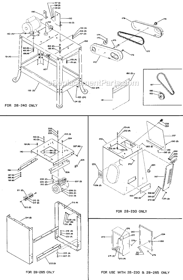 Page B Diagram and Parts List for 28-290 Type 1 Delta Band Saw
