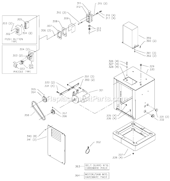 Page C Diagram and Parts List for 28-293 Type 1 Delta Band Saw