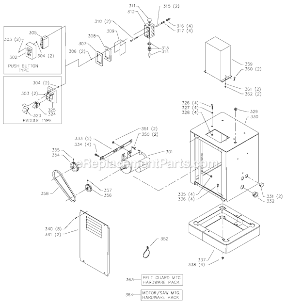 Page C Diagram and Parts List for 28-299 Type 1 Delta Band Saw