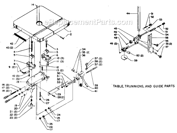 Page A Diagram and Parts List for 28-300 Type 1 Delta Band Saw