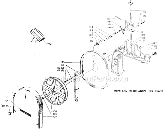 Page B Diagram and Parts List for 28-300 Type 1 Delta Band Saw