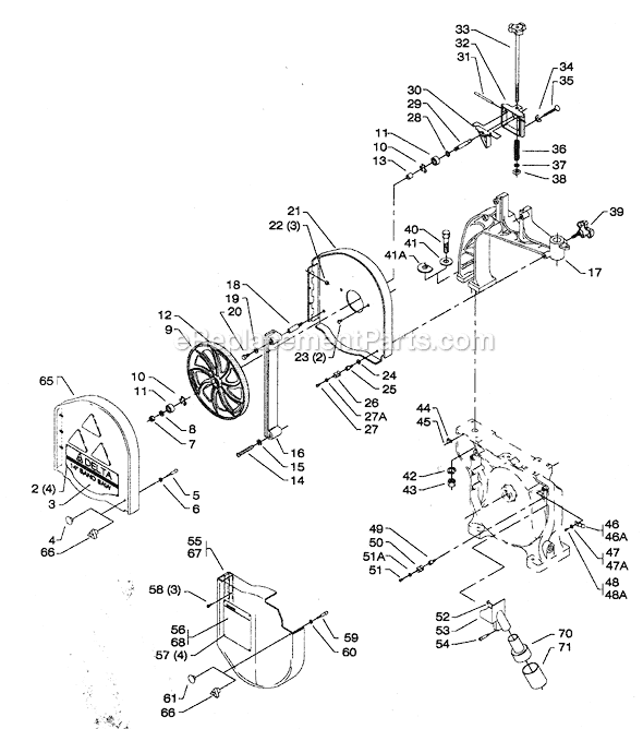 Page A Diagram and Parts List for 28-303 Type 1 Delta Band Saw