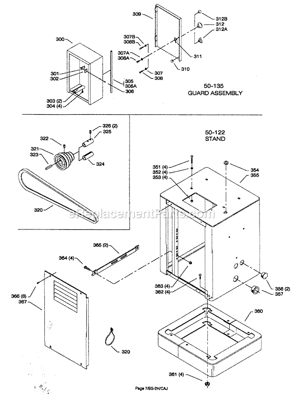 Page D Diagram and Parts List for 28-303 Type 1 Delta Band Saw