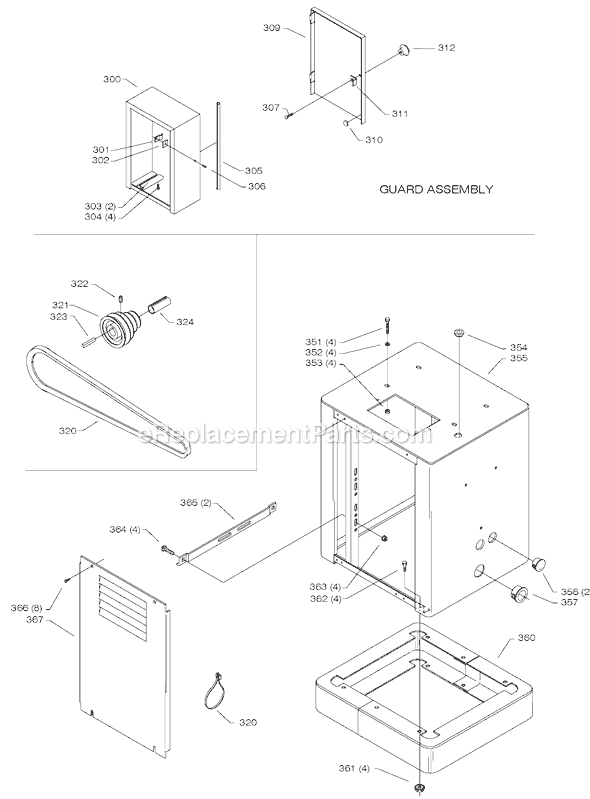 Page D Diagram and Parts List for 28-306 Type 1 Delta Band Saw