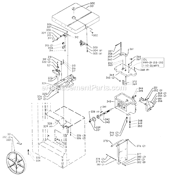 Page C Diagram and Parts List for 28-345 Type 2 Delta Band Saw