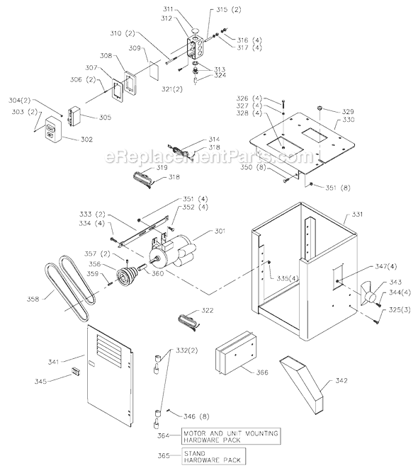 Page D Diagram and Parts List for 28-348F Type 1 Delta Band Saw