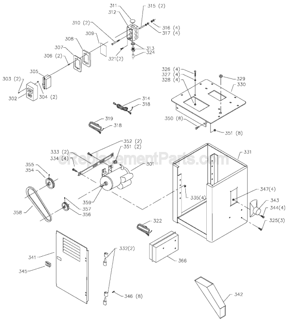Page C Diagram and Parts List for 28-348G Type 1 Delta Band Saw