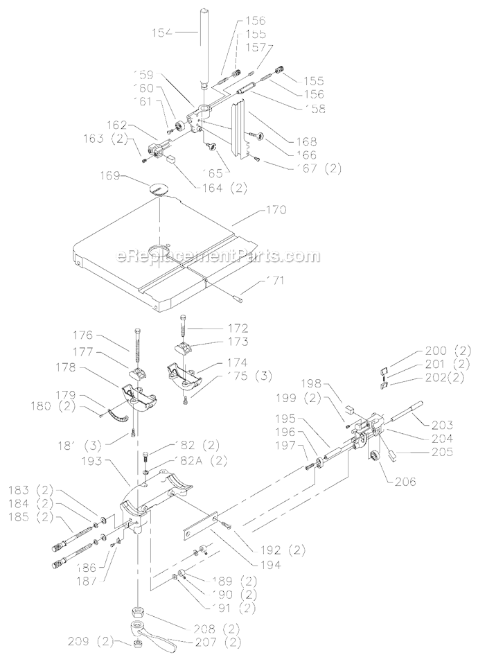 Page D Diagram and Parts List for 28-348G Type 1 Delta Band Saw
