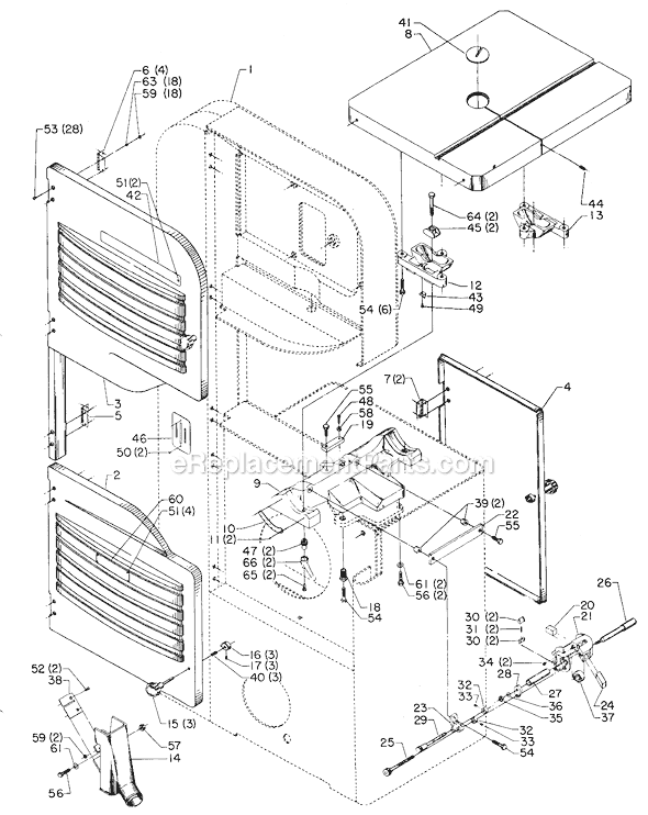 Page A Diagram and Parts List for 28-350 Type 1 Delta Band Saw