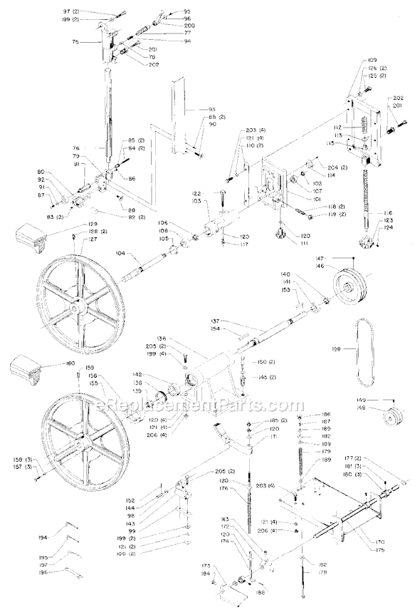 Page B Diagram and Parts List for 28-350 Type 1 Delta Band Saw
