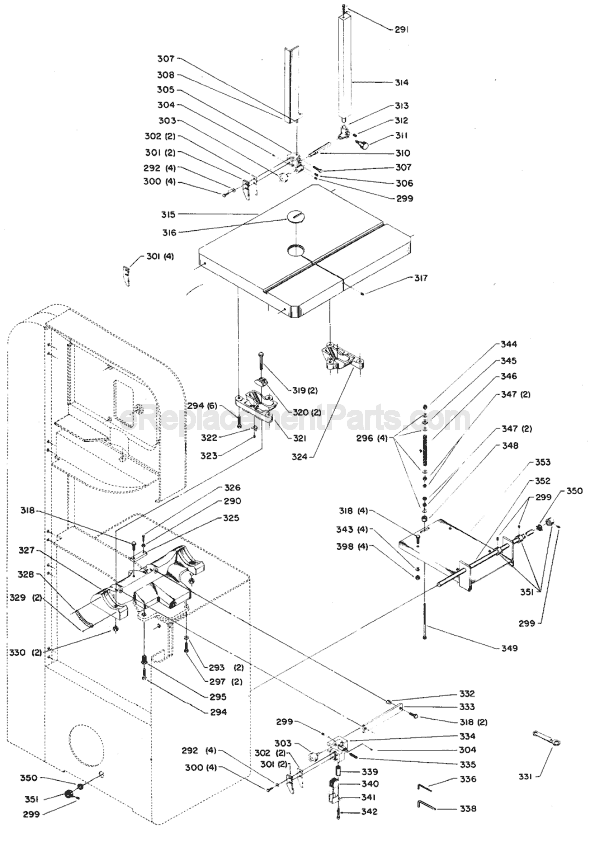Page C Diagram and Parts List for 28-365 Type 1 Delta Band Saw