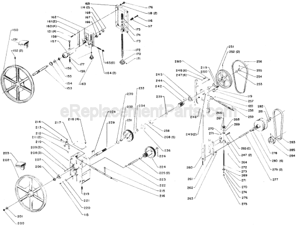 Page B Diagram and Parts List for 28-366 Type 1 Delta Band Saw