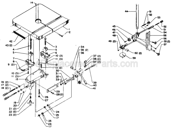 Page A Diagram and Parts List for 28-380 Type 1 Delta Band Saw