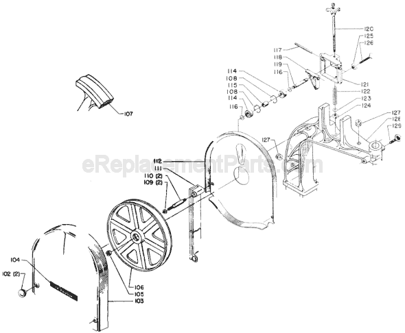 Page B Diagram and Parts List for 28-380 Type 1 Delta Band Saw