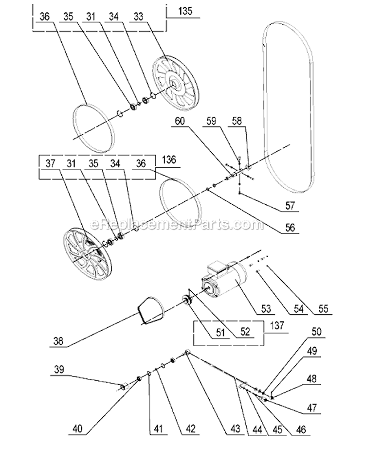 Page B Diagram and Parts List for 28-400 Type 1 Delta Band Saw