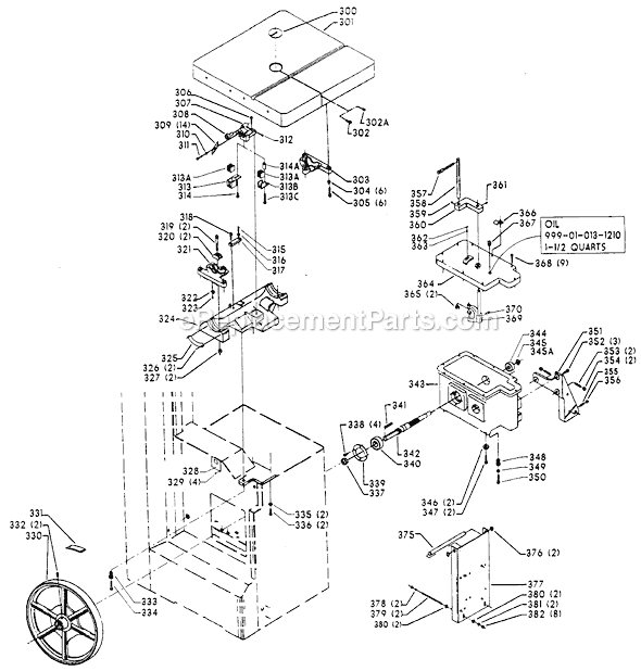 Page C Diagram and Parts List for 28-662 Type 1 Delta Band Saw