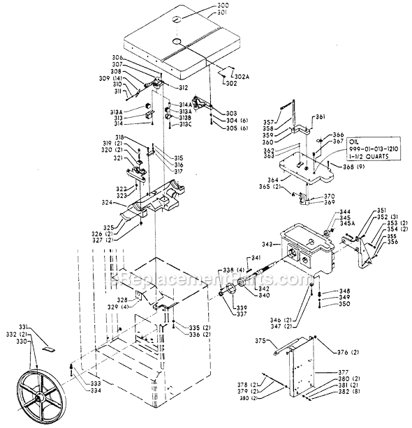 Page C Diagram and Parts List for 28-663 Type 1 Delta Band Saw