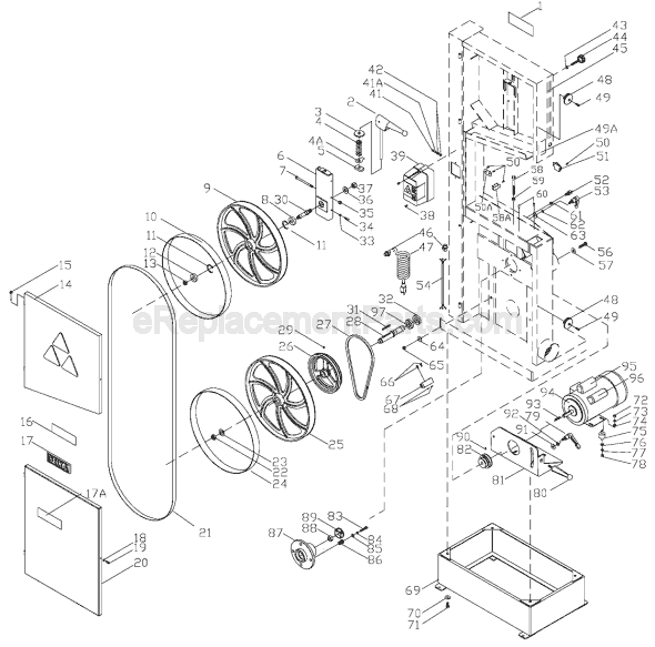 Page A Diagram and Parts List for 28-682 Type 1 Delta Band Saw