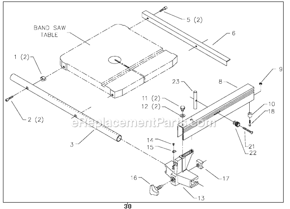 Page A Diagram and Parts List for 28-856 Type 1 Delta Table Saw Accessories