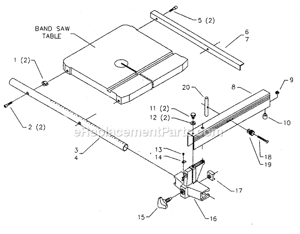 Page A Diagram and Parts List for 28-857 Type 1 Delta Table Saw Accessories