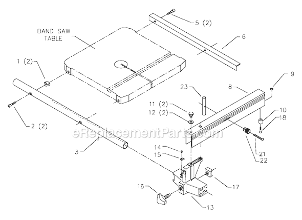 Page A Diagram and Parts List for 28-858 Type 1 Delta Table Saw Accessories