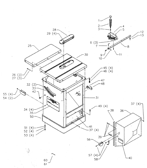 Delta 36-800 Diagram and Parts List for 36-800  Delta Saw