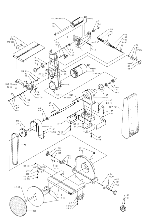 Delta 31-731b Diagram and Parts List for 31-731B  Delta Sander Grinder