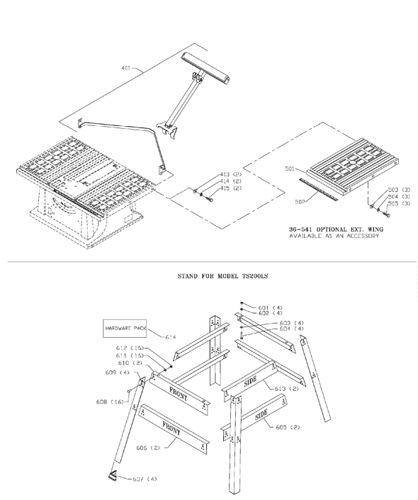 Delta Ts200ls Diagram and Parts List for TS200LS  Delta Saw