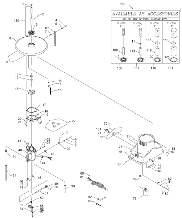 Delta 31-495 Type-1 Diagram and Parts List for 31-495 Type-1 Delta Sander Grinder