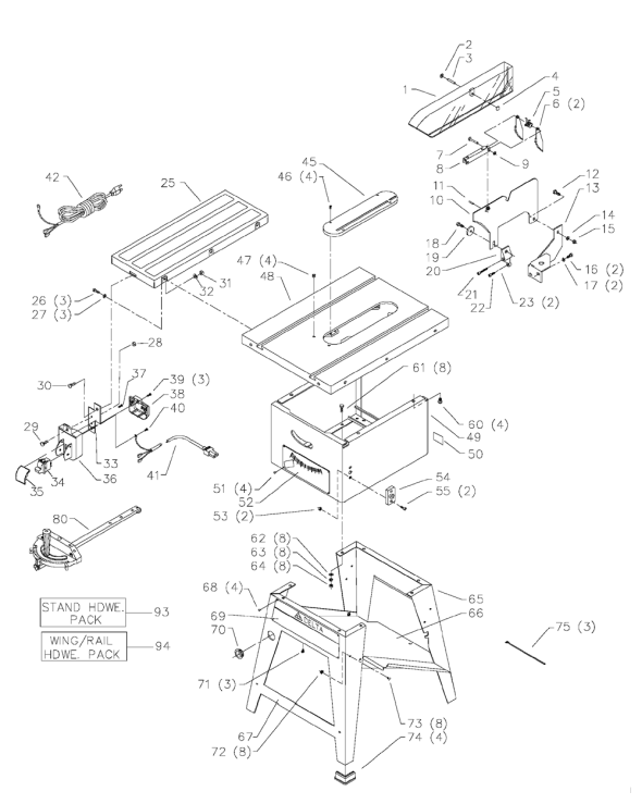 Delta 36-440 Diagram and Parts List for 36-440  Delta Saw