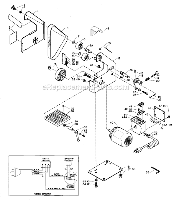 Page A Diagram and Parts List for 31-070 Type 1 Delta Belt or Drum Sander