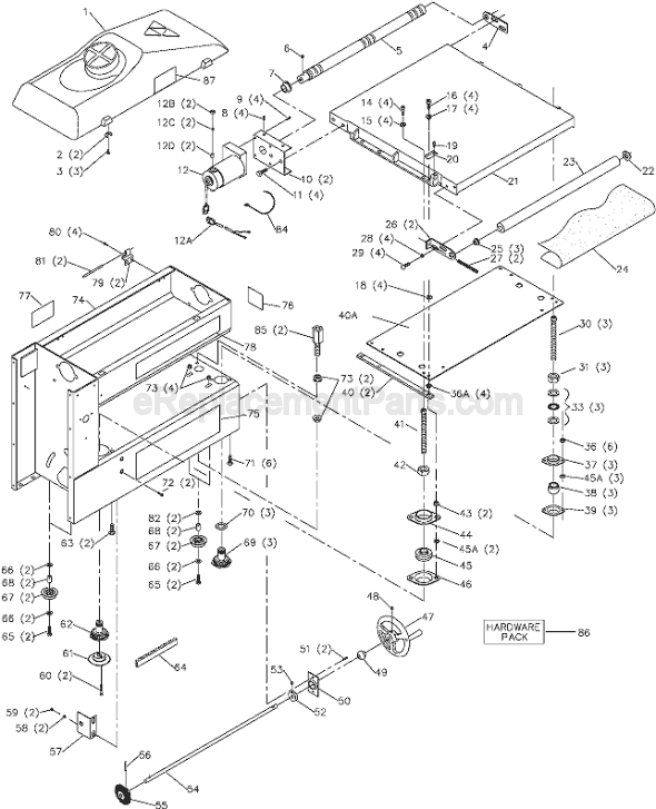 Page A Diagram and Parts List for 31-250 Type 2 Delta Belt or Drum Sander