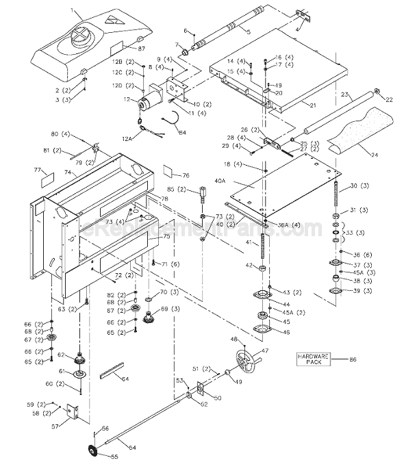 Page A Diagram and Parts List for 31-252 Type 1 Delta Belt or Drum Sander