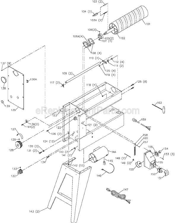 Page B Diagram and Parts List for 31-252 Type 1 Delta Belt or Drum Sander