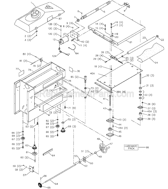 Page A Diagram and Parts List for 31-255X Type 1 Delta Belt or Drum Sander