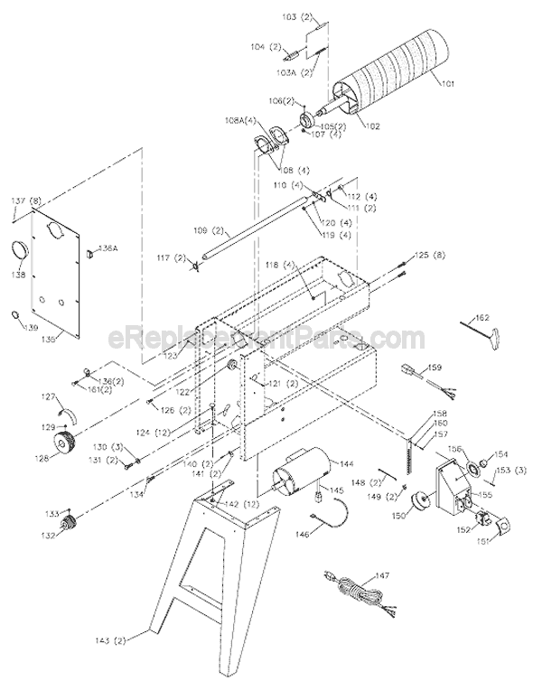 Page B Diagram and Parts List for 31-255X Type 2 Delta Sanding Table