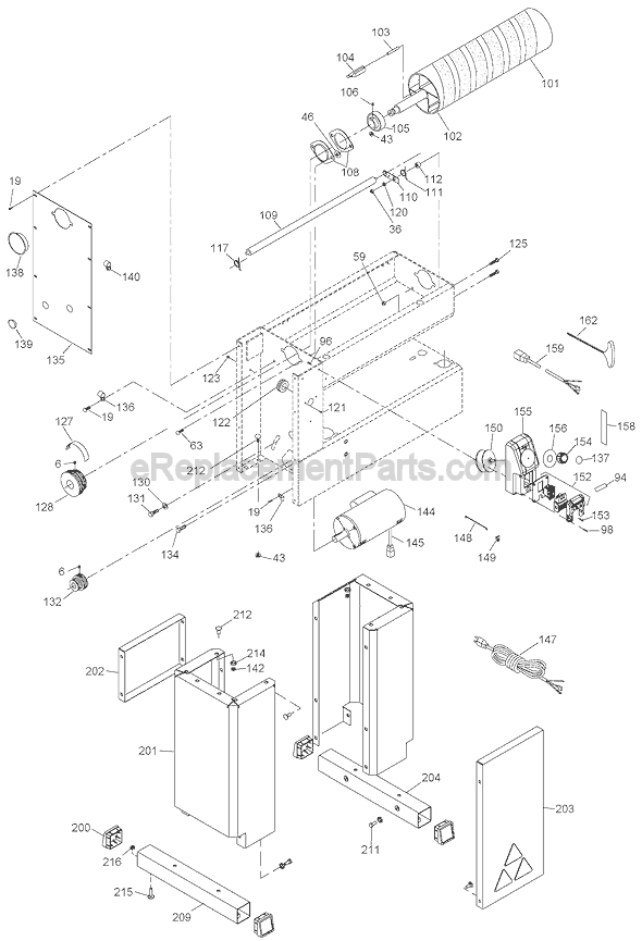 Page B Diagram and Parts List for 31-260X Type 1 Delta Belt or Drum Sander