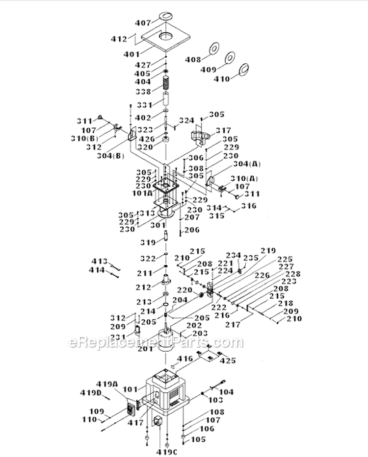 Page A Diagram and Parts List for 31-483 Type 1 Delta Sander Polisher