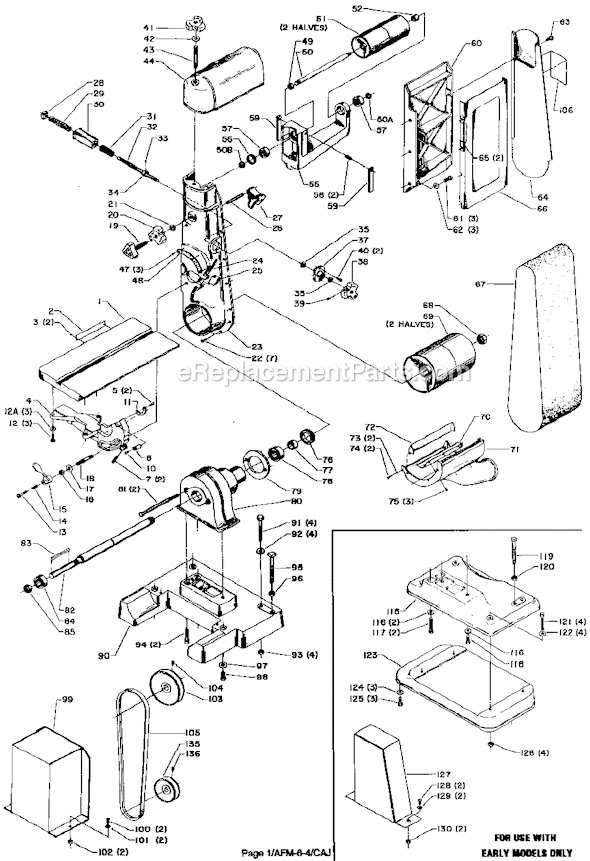 Page A Diagram and Parts List for 31-550 Type 4 Delta Sanding Table