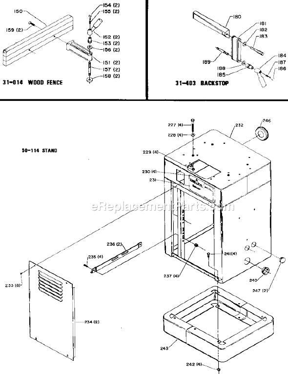 Page B Diagram and Parts List for 31-550 Type 4 Delta Sanding Table