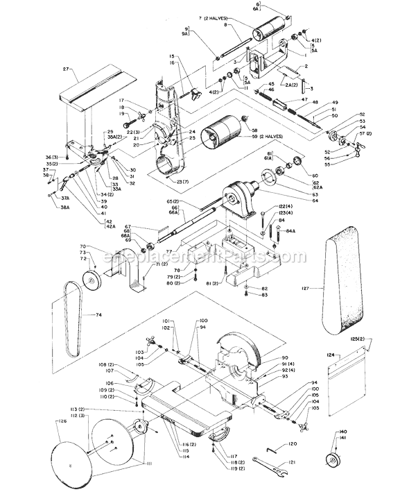 Page A Diagram and Parts List for 31-691 Type 1 Delta Table Saw Accessories