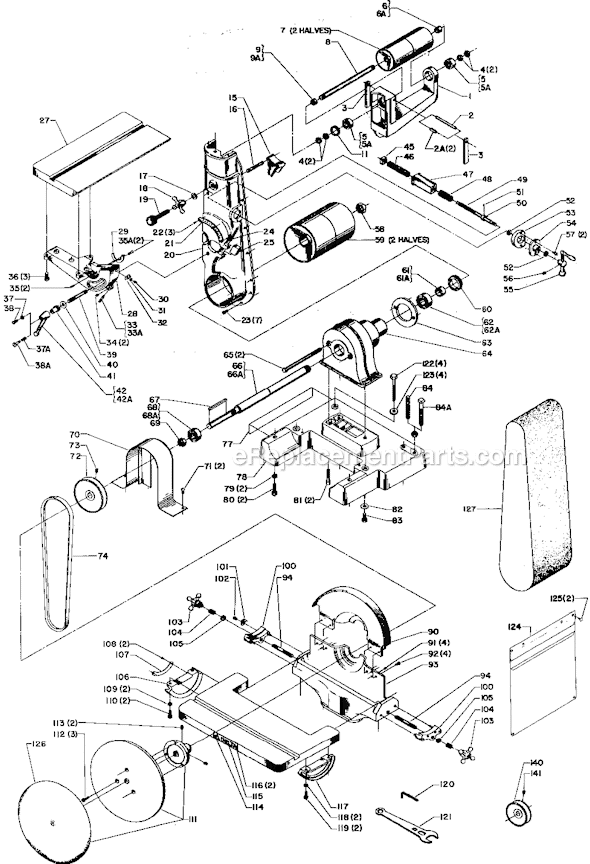 Page A Diagram and Parts List for 31-710 Type 1 Delta Sanding Table