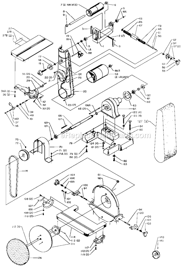 Page A Diagram and Parts List for 31-731A Type 1 Delta Sanding Table